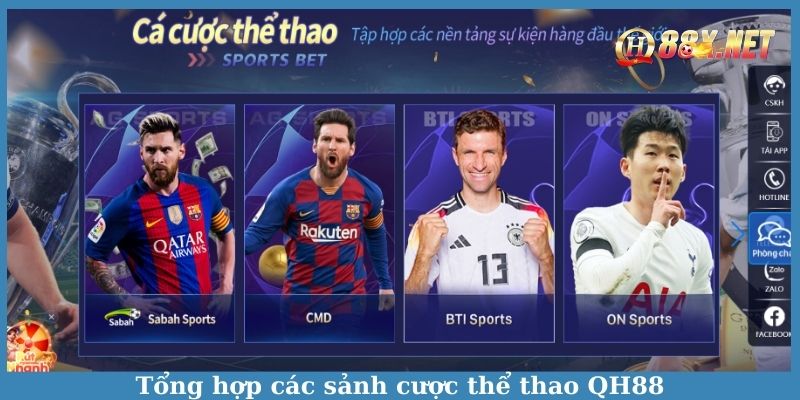 Tổng hợp các sảnh cược thể thao QH88